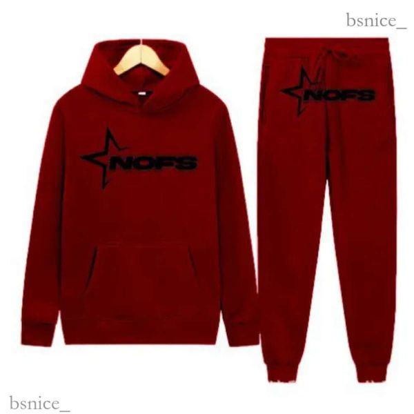 Männer und Frauen NOFS Hoodie Sweatshirt Y2K Hoodies Harajuku Brief Muster Gedruckt Pullover Lange Hosen Set Sport Langarm Punk Rock Gothic Kleidung Top Straße 126