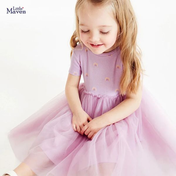 Летнее платье принцессы для девочек 90140 см, милая дышащая фиолетовая детская одежда для девочек 240228