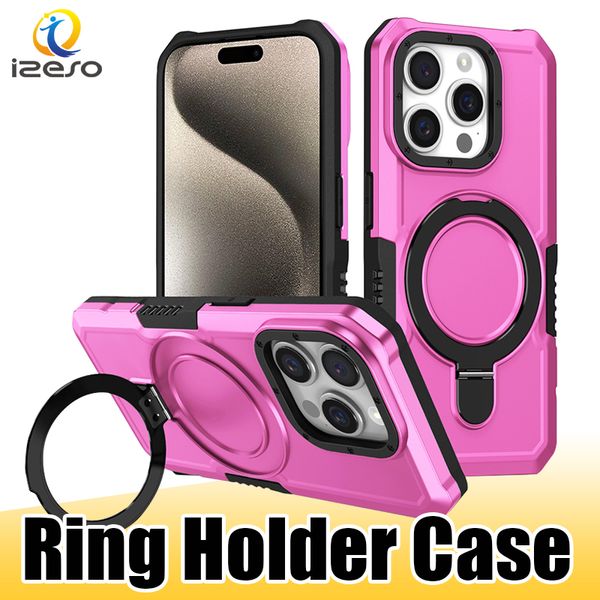 Para iPhone 15 Pro Max Case com suporte magnético invisível híbrido Kickstand Phone Cover para iPhone 14 13 12 11 izeso