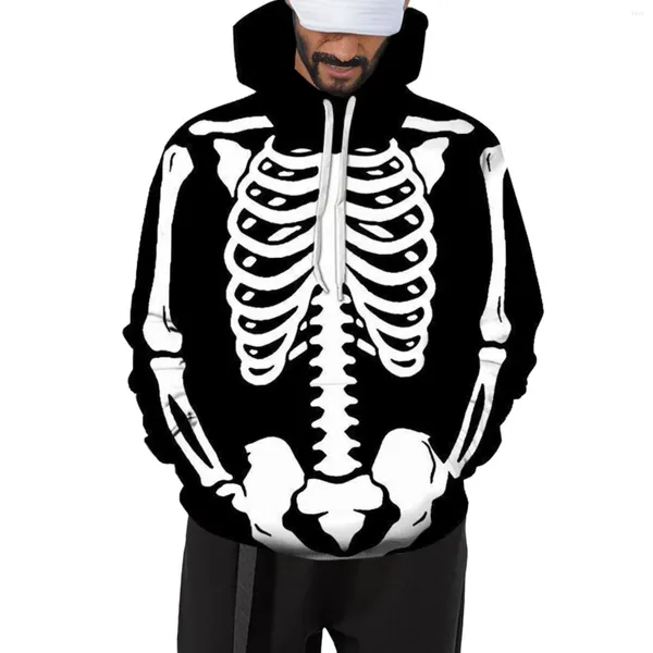 Hoodies masculinos hx esqueleto humano moda masculina dos mortos impresso casacos bolso hoodie casual streetwear roupas masculinas