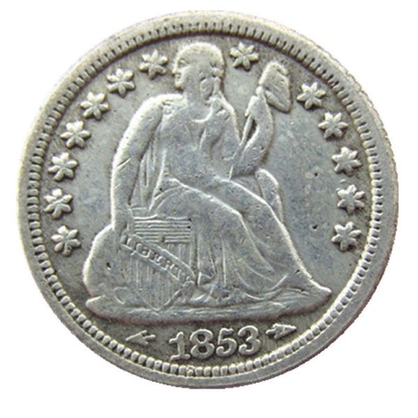 США 1853 P S Liberty сидящая монета в десять центов с серебряным покрытием, копия монеты, ремесленная акция, заводские аксессуары для дома, серебряные монеты 229k