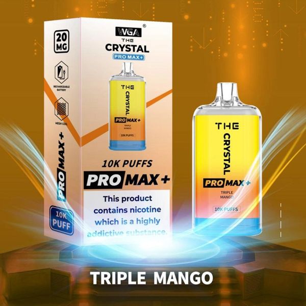 100% WGA originale The Crystal Pro Max 10000 sbuffi penna di vaporizzazione usa e getta 5% vapotte di nicotina E sigarette 10k da 15k da barra da pignolo con 40 gusti con 40 gusti