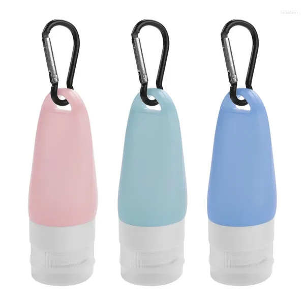 Aufbewahrungsflaschen 3 Stück Silikon-Reise-Auslaufsichere, zusammendrückbare Röhrchen mit Schlüsselanhänger, nachfüllbare Behälter für Shampoo-Lotion