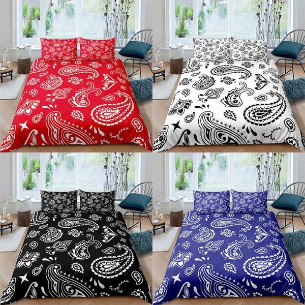 Paisley bandana impresso 2 3 pçs capa de edredão conjuntos cama com fronha colcha luxo única rainha completa king size h0913262r