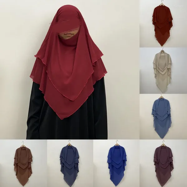 Abbigliamento etnico Hijab Islamico Lungo Khimar Abiti da preghiera Chiffon Donna Pianura Copricapo Foulard musulmano Niqab Ramadan Eid Copricapo