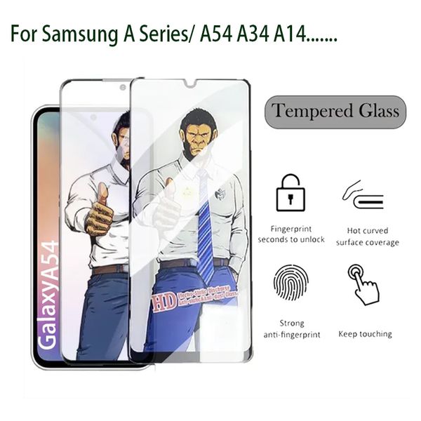 Protetor de tela de vidro temperado para Samsung Galaxy A54 5g A22 5g A53 5g A34 5g A13 A51 A71 A33 5g A24 A14 HD Cobertura de tela cheia Gorilla Glass Film