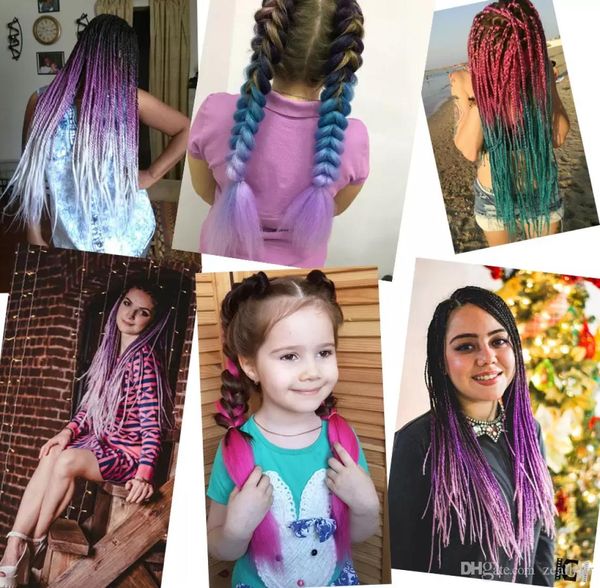 Ombre Kanekalon Flechten Haargeflecht 100 g Stück synthetische zweifarbige Hochtemperaturfaser Kanekalon Jumbo Braid Haarverlängerungen5220042