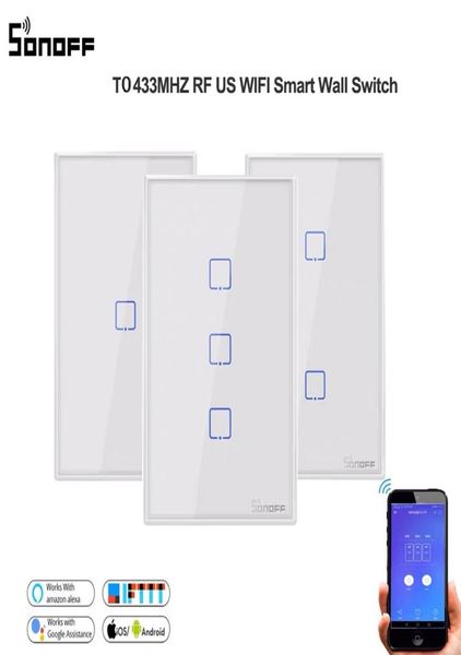 SONOFF T0US TX Smart Home WifiAPP Fernbedienung Glas Panel Licht Touch 1Gang LED Hintergrundbeleuchtung Wand Schalter Funktioniert mit Alexa IFTTT8294605