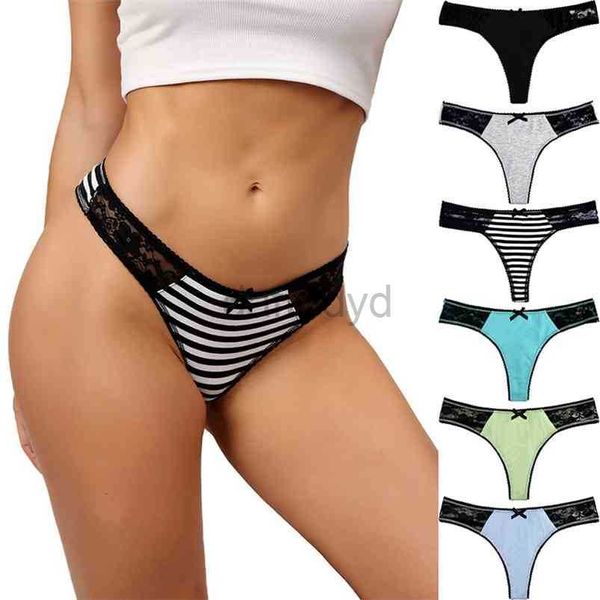 Höschen für Damen, 6er-Pack, sexy Spitzen-Baumwoll-Tangas, niedrige Leibhöhe, aushöhlen, weibliche Dessous, niedliche Schleife, Mädchen-Slips, G-String-Unterwäsche, S-XXL-Höschen 210730, ldd240311