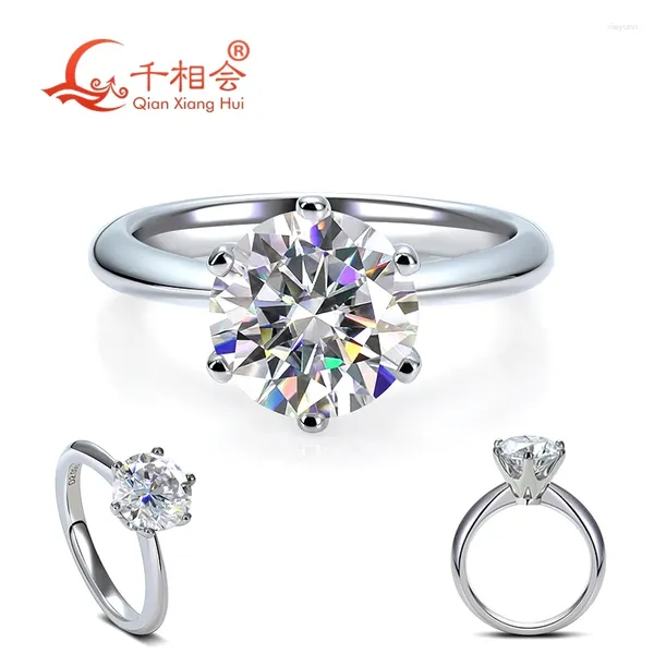 Anéis de cluster 0.5ct 1ct 2ct 3ct redondo solitário anel banda 925 prata esterlina d moissanite diamante mulheres jóias presente namoro casamento gra