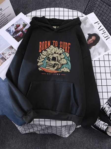Sweatshirts Burn To Surf Even Facing Dead Bedruckte Damen-Kapuzenpullover, modisch, lockerer Kapuzenpullover, lässiges Fleece-Sweatshirt, Harajuku, trendige Sportbekleidung