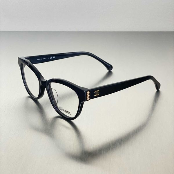 Moda CH top óculos de sol Novo CH3440 Plate Pearl Womens Glasses Frame Instagram Ultra Light Flat com caixa original Versão correta de alta qualidade