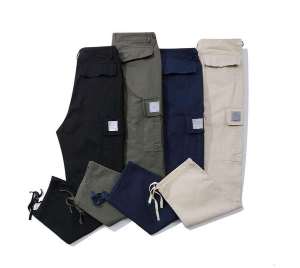 Designer-Herren-Cargohose, North American High Street, reine Baumwolle, Fünf-Punkt-Karo-Jogginghose, Kordelzug, Outdoor-Hose mit 8