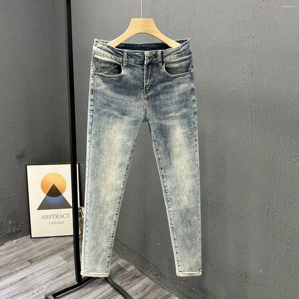 Männer Jeans Sommer Luxus Koreanischen Stil Marke Männer Licht Gewaschen Cowboy Hosen Beiläufige Dünne Denim Elastische Stretch Skinny