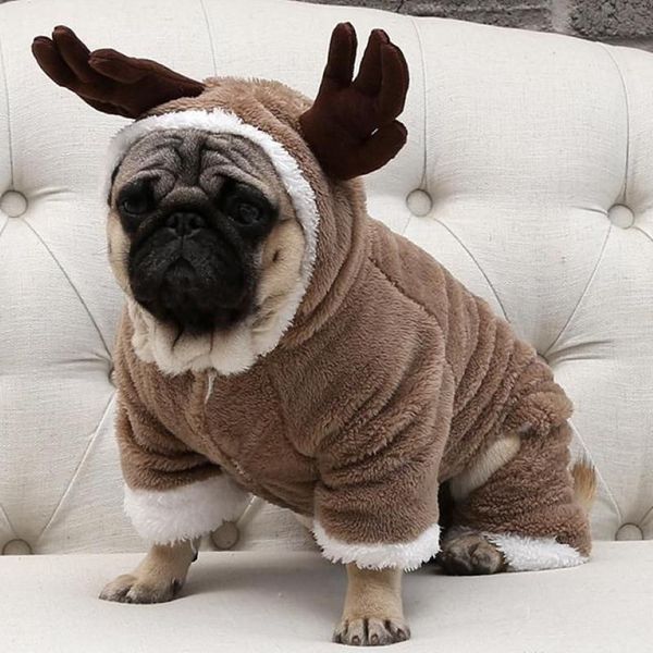 Cão vestuário inverno quente velo roupas para animais de estimação para cães pequenos traje de natal macacão filhote de cachorro casaco jaqueta chihuahua pug roupas193w