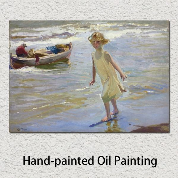 Joaquin Sorolla Bastida Pinturas para Detalhe de Menina na Praia Lona a Óleo Paisagens Modernas Arte Pintada à Mão 270K