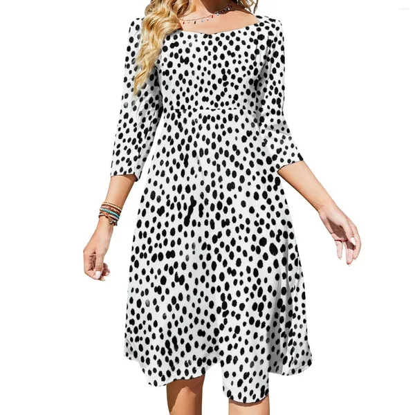 Abiti casual Abito dalmata Abito da donna Stampe animalier Elegante moderno con fiocco Abiti estivi oversize