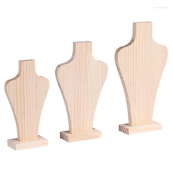 Sacchetti per gioielli Borse Ritratto Collana Espositore Supporto per gioielli Busto manichino in legno per finestra pendente Consegna a goccia Imballaggio Otxm9