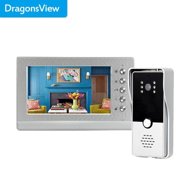 Automação dragonsview 7 Polegada com fio vídeo porteiro monitor interno telefone da porta para sistema de controle acesso porta desbloquear conversa