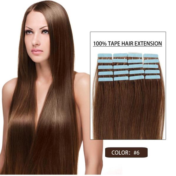 6 fita em extensões de cabelo humano fita humana em extensões de cabelo trama da pele 16quot24quot tipo de qualidade superior peças de cabelo 6409008