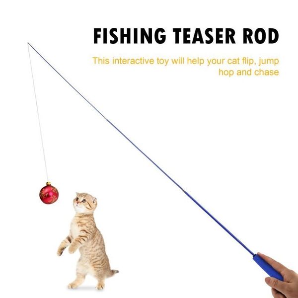Cat Teaser Wands Retractable Fishing Pole Wand Stick Rod Toy Toys2828