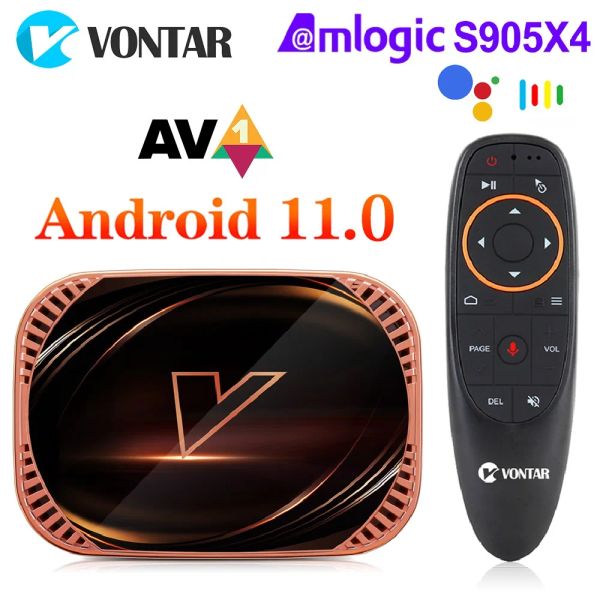 Alıcılar Vontar X4 Amlogic S905x4 Akıllı TV Kutusu Android 11 4GB 128G 32GB 64GB WiFi Bt Av1 Odtwarzacz Multimedialny TVBox 4K 1000m DeKoder