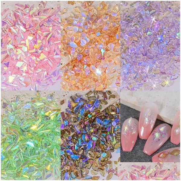 Decorazioni per nail art 5 colori 100 pezzi/pacco resina strass casuale stile fantasia Aurora trasparente lucido 3D decorazione per manicure Charms Dr Otu6R