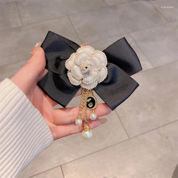 Fliegen Vintage Kamelie Perle Quaste Krawatte Frauen Mädchen Mode Elegante Kleid Mantel Pullover Hemd Zubehör Kragen Blumen Pin Clips