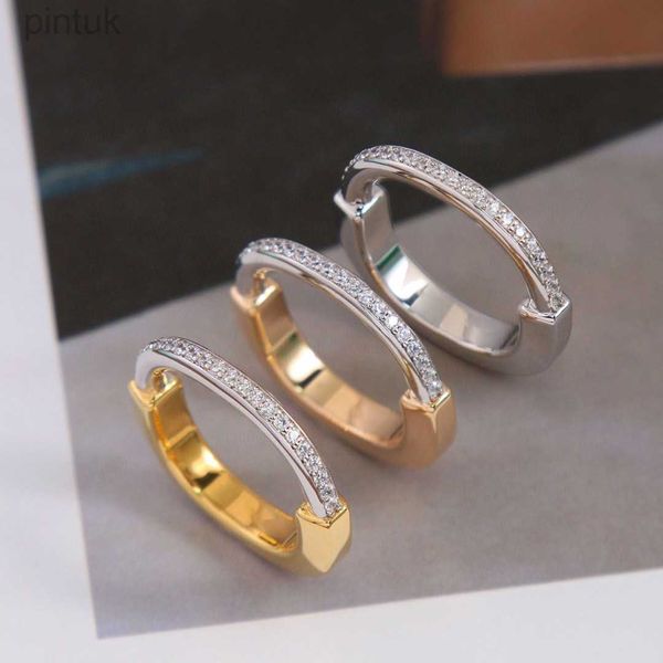 Ringe Vintage Hot Marke Halbe Diamant Ringe Luxus Schmuck Frauen Designer Reinem Sterling Silber Dame Lock Ringe Geschenk Qualität ldd240311