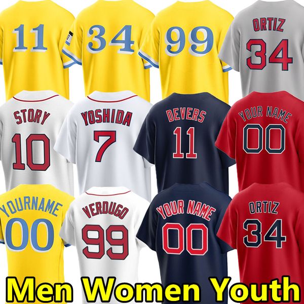 2024 camisas de beisebol Rafael Devers Yoshida Masataka David Ortiz Trevor Story Triston Casas Alex Verdugo Bobby Dalbec Red Sox Jarren Duran Connor Wong Jersey Custom Jersey