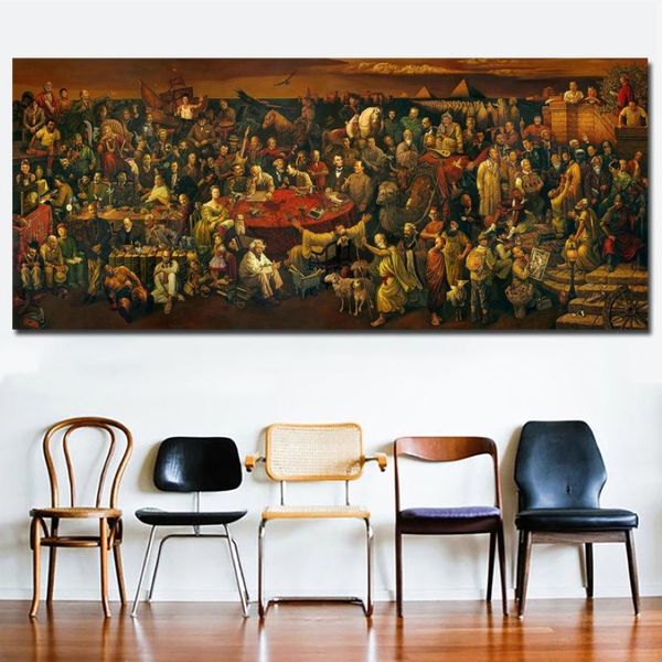 AFFIDABILE Dimensioni Enormi Opere D'arte Su Tela Pittura Discutendo Divina Commedia Dante Wall Art Print Poster decorativo painting315R