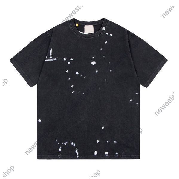 24SS Europe Magliette da uomo firmate Tee Summer wash Dipinti stampati maglietta da uomo donna lettera stampata T-shirt Street Casual Oversize magliette nere