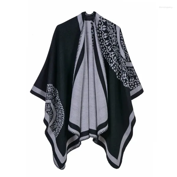 Lenços Ponchos Casaco 2024 Cashmere Mulheres Inverno Xales Quentes e Envoltórios Pashmina Capas Grossas Cobertor Femme Cachecol