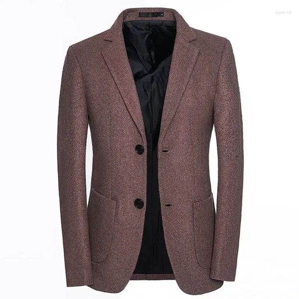Erkek Suit 2024 Butik Moda Beyler Tek Kelin Yünlü Düz Renk Nefes Alabaç Kore Trendi Ruffian Ceketler Üst düzey