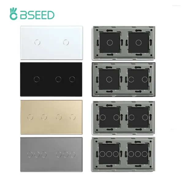 Akıllı Ev Kontrolü Bseed AB Standart Duvar Cam Panel Metal Taban DIY Parçası Dokunmatik Işık Anahtarı 157 86mm Kristal Kapak