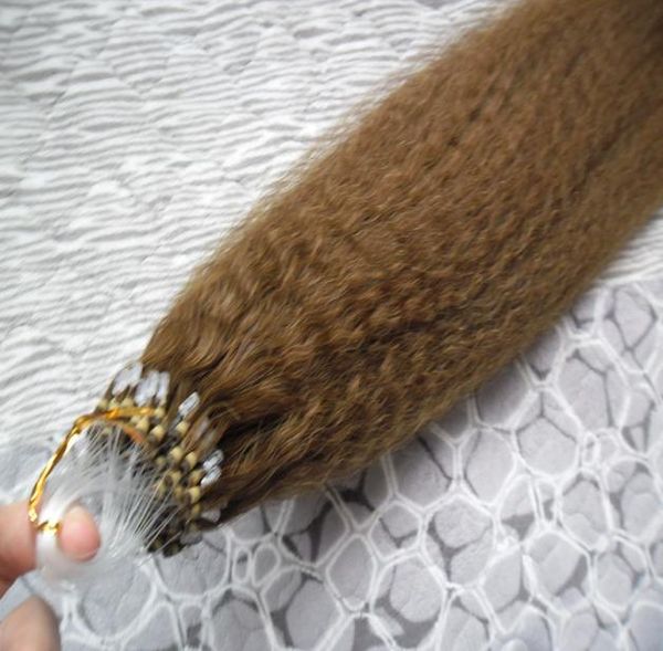 Kinky laço reto micro anel de cabelo 100 humano micro grânulo links máquina feita grossa yaki remy extensão do cabelo 16quot 20quot 245521663