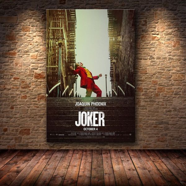 Joaquin Phoenix Pôster Imprime Pôster do Coringa Filme 2019 DC Arte em quadrinhos Pintura a óleo em tela Imagens de parede para sala de estar Decoração de casa Y2256t