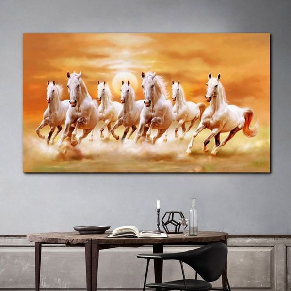 Pintura em tela de corrida, cavalo, arte de parede para sala de estar, decoração de casa, posteres e impressões de animais, sem moldura238r