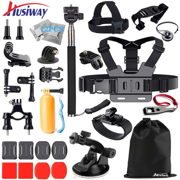 Fotocamere Husiway Set di accessori per Gopro Hero 6 Black Hero 5 4 Session Kit per Xiaomi yi 4K Campark Akaso Eken Gitup Camera 25A