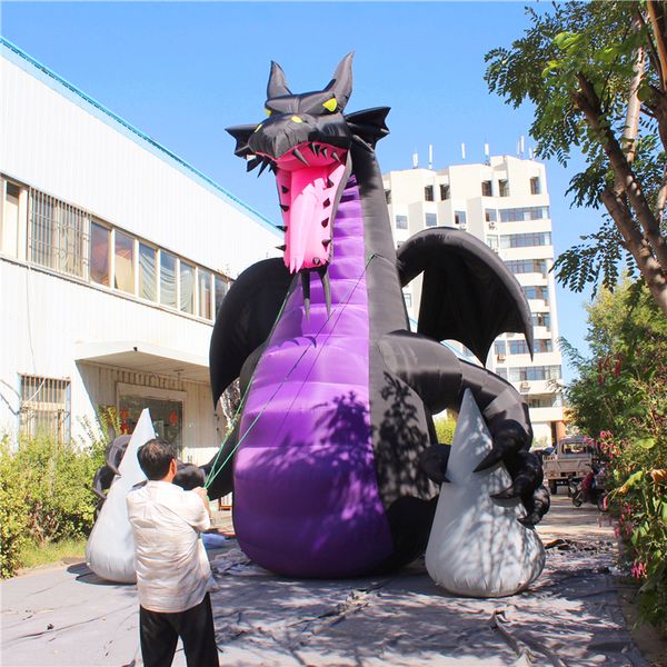 Atacado 20 pés de altura dragão de fogo inflável com asas gemmy balão inflável dragão para decoração de desfile de boate