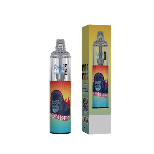 RandM Tornado 7000 Puffs Vape с сетчатой катушкой из 6 RGB-подсветок, 57 вкусов, доступные горячие продажи Fumot