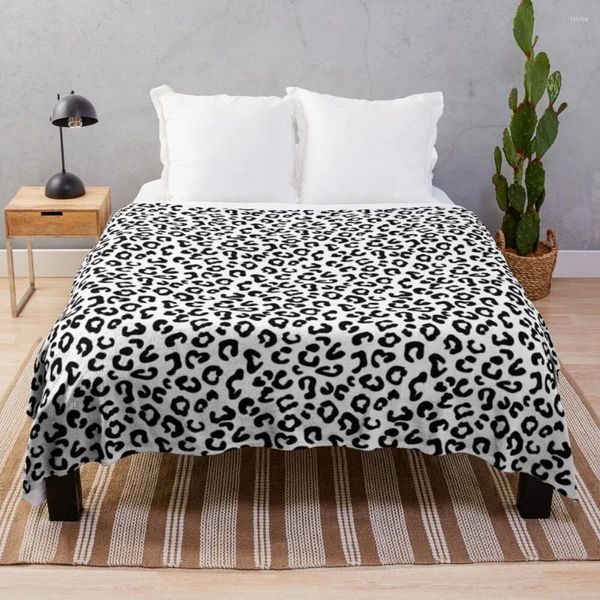 Cobertores Cheetah Animal Print em preto e branco Cobertor Casal Lã de Ovelha Peludo Térmico