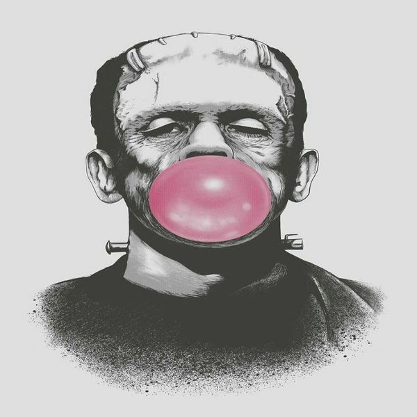 Frankenstein Blowing a Big Pink Bubble Gum Bubble Paintings Art Film Stampa Seta Poster Decorazione della parete di casa 60x90cm2584