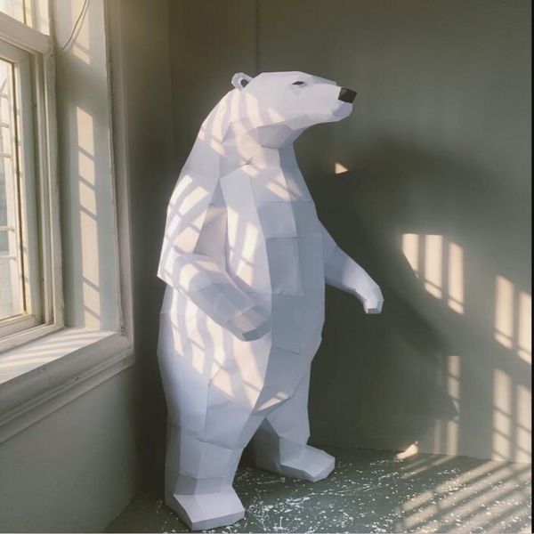 1 modelo de papel de urso polar de 5 metros de altura Itens de novidade em grande escala quarto decoração de sala de estar animais decorações de chão de mar handm202S
