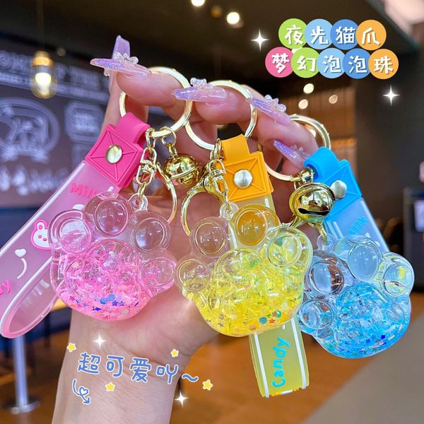 Nightglow Bubble Beads Katzenkrallen-Schlüsselanhänger, kreativer Treibsand-Flaschen-Schlüsselanhänger, Damen-Taschenanhänger, Auto-Schlüsselanhänger, kleiner Schmuck, süßes Geschenk, Großhandel 2024
