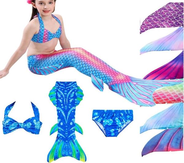 3 pezzi Set Bambini Baby Kids Nuoto Vivi Sirena Pinne coda Costume Cosplay Outfit Abbigliamento per ragazze Code a sirena Nuoto No M1301236