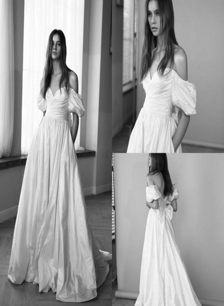 2021 Lihi Hod Свадебные платья Винтажные атласные свадебные платья с открытыми плечами Свадебное платье на заказ Свадебные платья de novia9176045