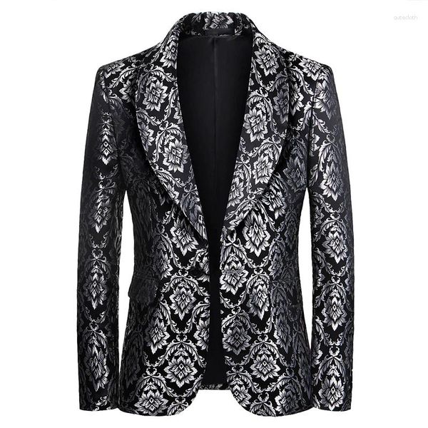 Ternos masculinos estampa floral cavalheiro negócios blazer masculino roupas de grife casaco festa palco qualidade streetwear terno masculino