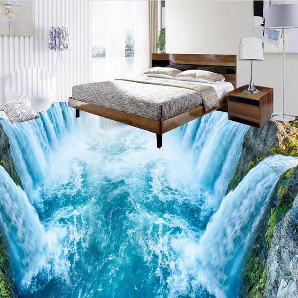 Heimdekoration, 3D-Wasserfall-Wohnzimmer-Bodenwandbild, wasserdichte Bodenwandmalerei, selbstklebend, 3D227W