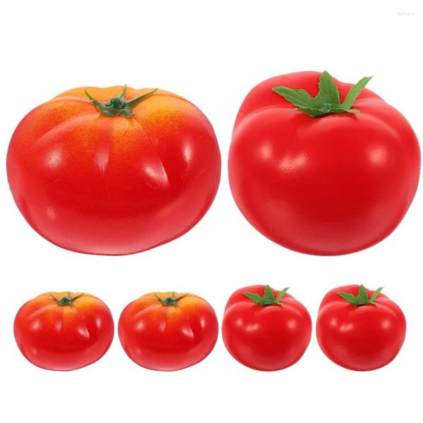 Flores decorativas 6 PCs imitação de tomate decoração de cozinha falsa decorações vegetais de vegetais de vegetais plástico